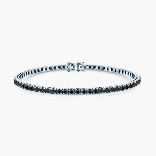 Bransoletka tenisowa Luminy 3,0mm: białe złoto, czarne diamenty